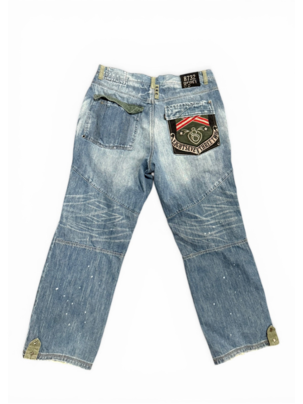 Vtg Y2K Eight 732 Jeans Mens 40x34 Distressed Baggy Embroidered Embellished